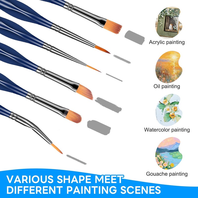 Dushco Detail Paint Brushes Set - 15pcs Miniature Paint Brushes, Art Painting for Acrylic Watercolor Gouache Oil & Face Painting, Models, Figurine and Paint by Number Kit for Adults - Image 3